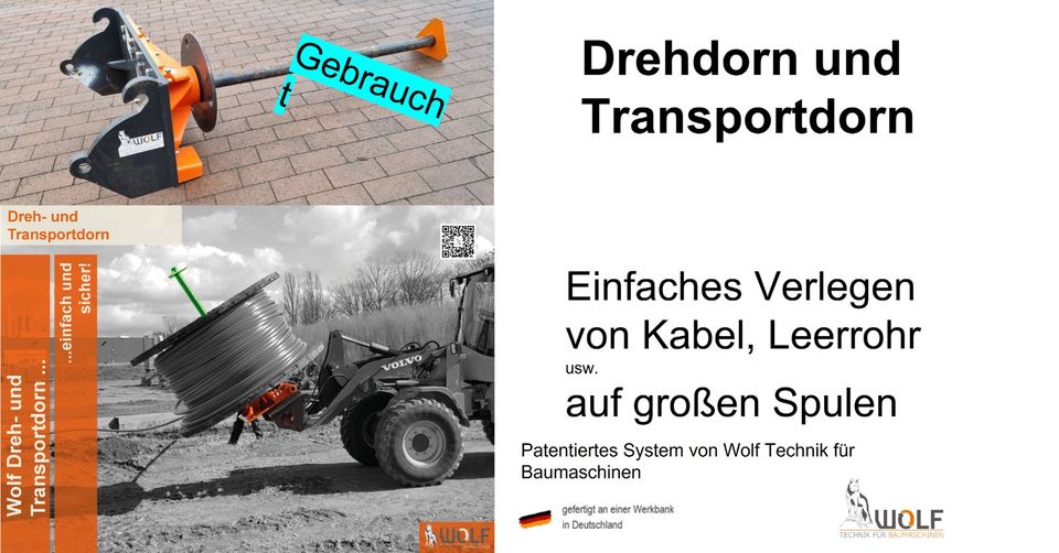 Drehdorn, Kabelwagen, Kabeltransportanhänger, Kabelverlegung,75mm in Aschaffenburg