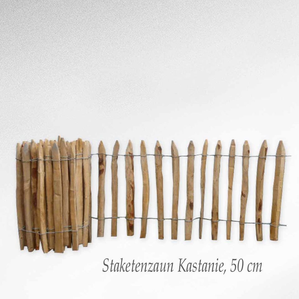 Staketenzaun Kastanienholz 50 cm hoch | Naturzaun in Bad Bocklet