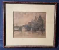 Haarlem - Blick auf Kanal mit Brücke und Häusern, Radierung Beuel - Holzlar Vorschau