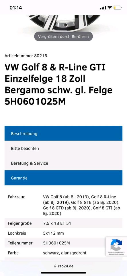 VW GOLF 8 *GTI*GTE*R-LINE RÄDER in Bad Hersfeld