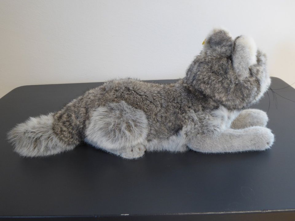 Steiff Stofftier Wolf liegend 069253 1990er Jahre 45cm in Reichshof