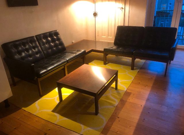CADO Design-Sofa, mit Tischen, modular, Rosenholz & Leder in Düsseldorf