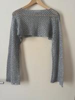 Cropped Netz-Langarmshirt mit Pailletten von Pull&Bear Düsseldorf - Flingern Nord Vorschau