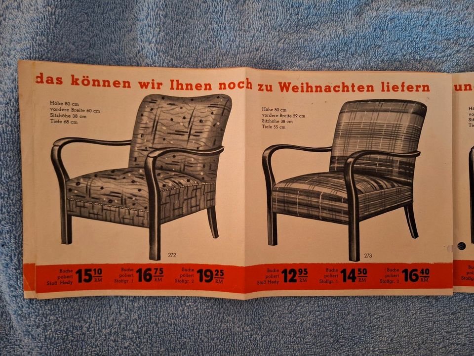 Historisches Werbeprospekt Stühle Rahlmühler Stühle 1937 in Neuhausen
