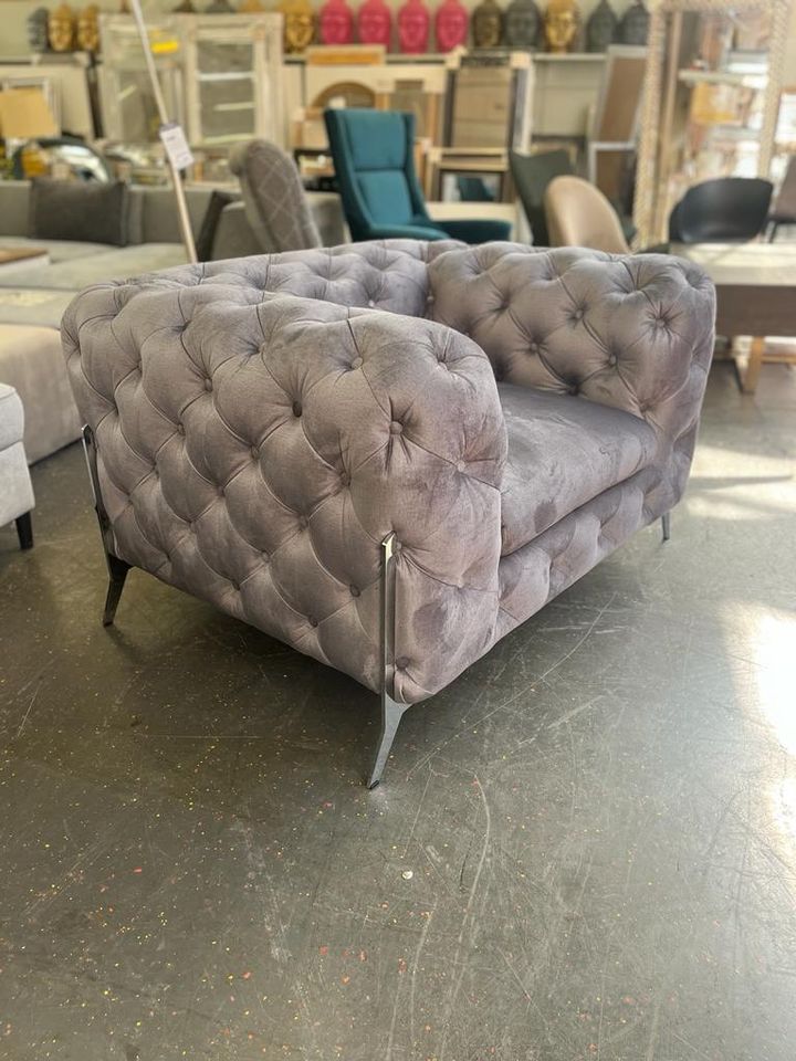 NEU! Sessel, Chesterfield, Grau, Relaxsessel, Samt statt 1179€ in Bremen