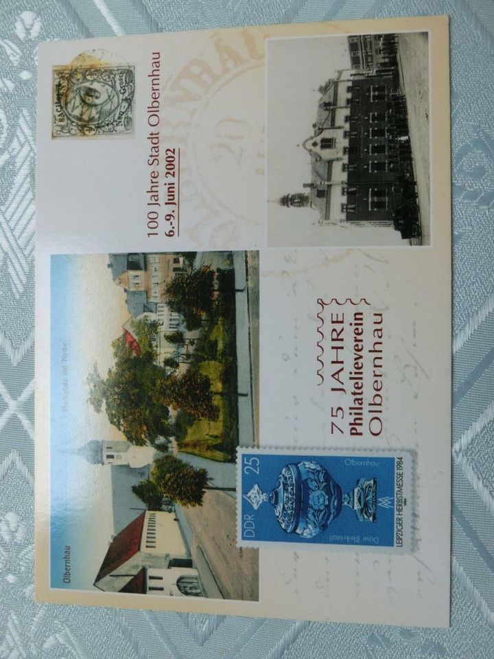 Postkarte  " 75 Jahre Philateieverein Olbernhau " in Halle