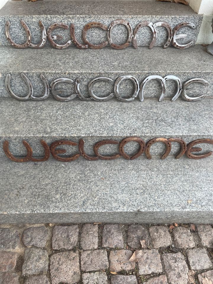 Welcome Schild Hufeisen Deko Pferd Kunst Garten in Roßtal