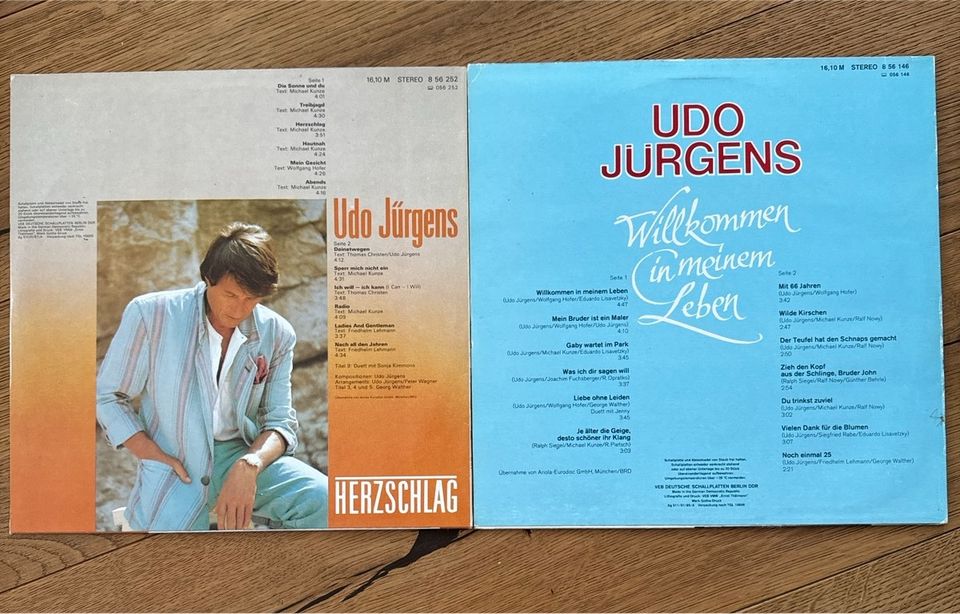 2x Udo Jürgens LP DDR Amiga Herzschlag, Willkommen in meinem Leb in Pegau