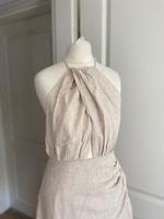 Zara Leinen Minikleid Kleid Gr S beige cut out Hessen - Hünstetten Vorschau