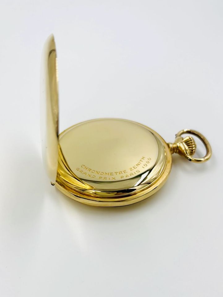 Zenith Taschenuhr Savonette, 585/14K Gold, Chronometer in Düren