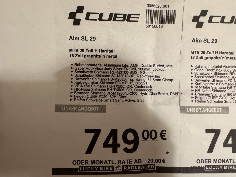 CUBE AIM SL 29 inkl. ACID Schutzbleche in Essen