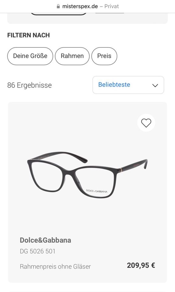 Dolce&Gabbana Brille schwarz ohne Gläser in Bad Münder am Deister