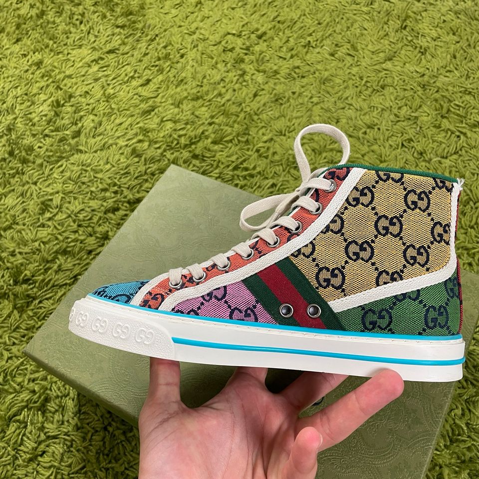 GUCCI TENNIS 1977 GG HIGH TOP SNEAKER MULTICOLOR CANVAS Damen 36 in Leverkusen