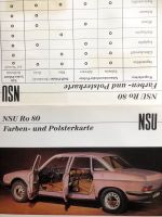 NSU RO 80 Farben- Polsterkarte ca. 1968/69  - mit Orig.Trennblatt Bayern - Pfaffenhofen a.d. Ilm Vorschau