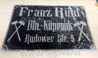 altes Blech-Schild Kohlenhändler Franz Rühl Berlin-Köpenick Niedersachsen - Zur Schunterquelle Vorschau