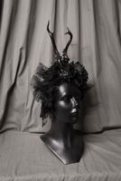 Headdress Hörner Headpiece Fascinator Gothic Fantasy schwarz WGT Hessen - Altenstadt Vorschau