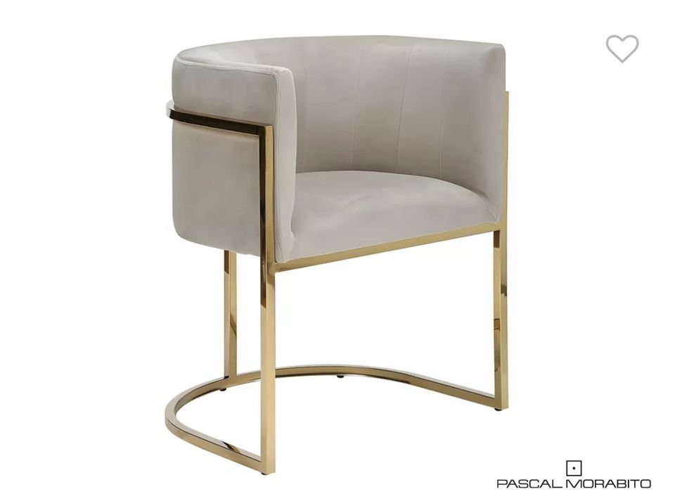 Stühle mit Armlehnen Samt & Metall wohn- Beige Creme & Goldfarben in Erlensee