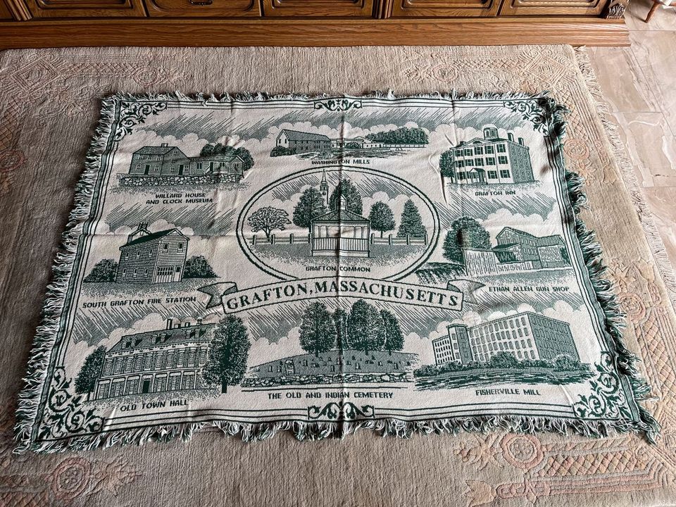 Webtischdecke,USA-Grafton, Baumwolle,170x128 cm mit Fransen,gebr. in Windischeschenbach