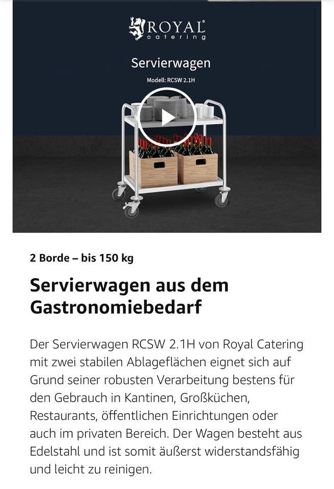 Servierwagen Royal Catering Edelstahl in Isernhagen