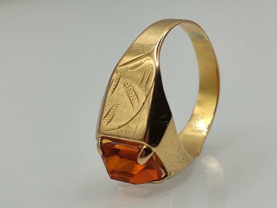 Antiker Jugendstil Madeira Citrin Ring 750er Gold 18 k in Reinstorf