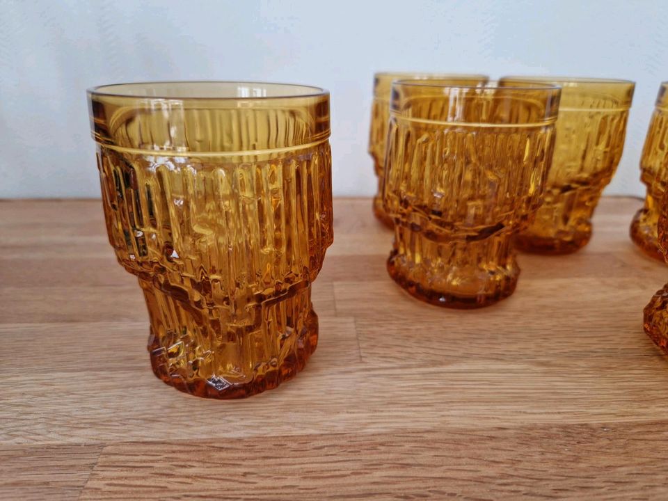 Bormioli 6 Gläser Set 1970er Vintage Italien Tumbler Rauchglas in Friedrichshafen