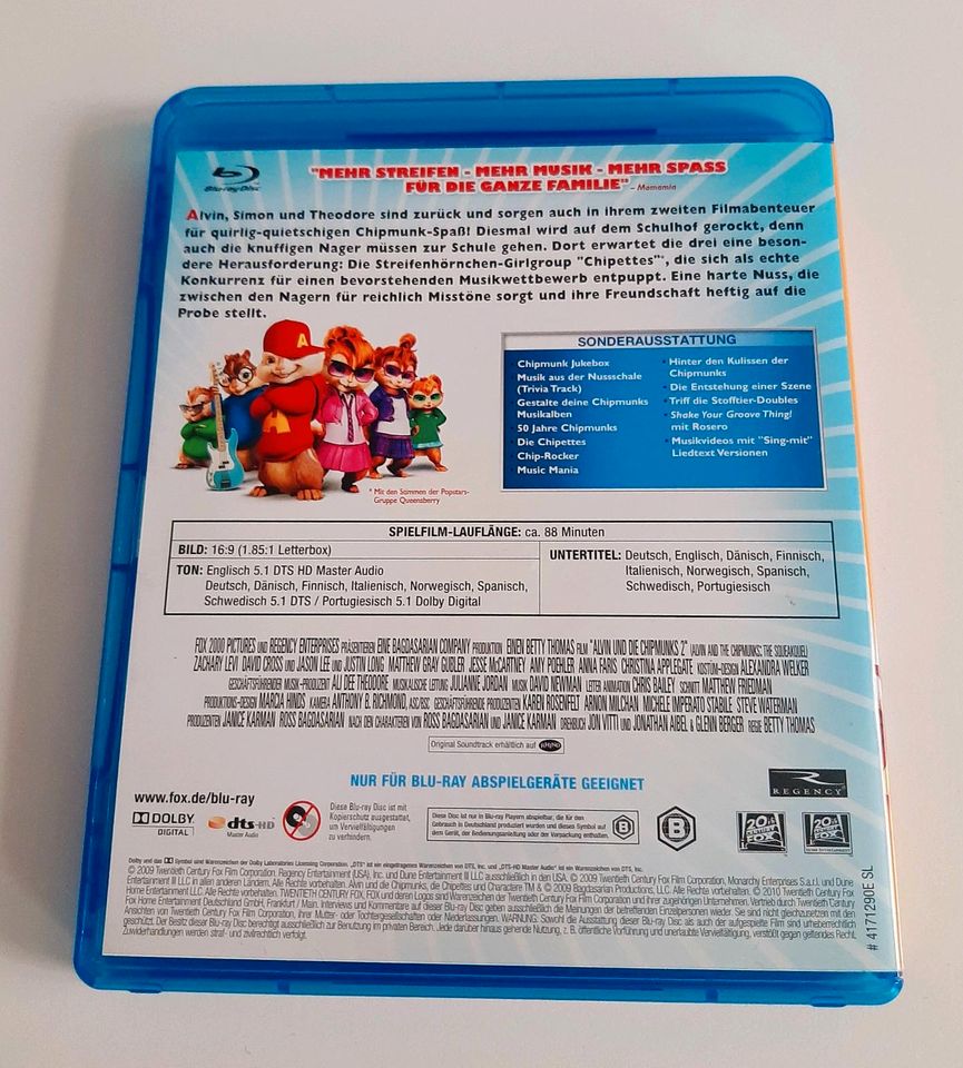 Alvin und die Chipmunks 2 Bluray DVD WIE NEU Versand 1,60 € in Kitzingen