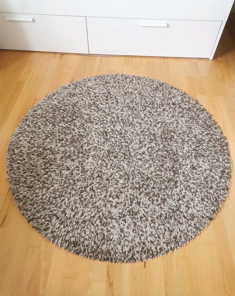 IKEA Vindebäk Teppich Langflor Kurzfloor beige braun  rund 130 cm in Hersbruck