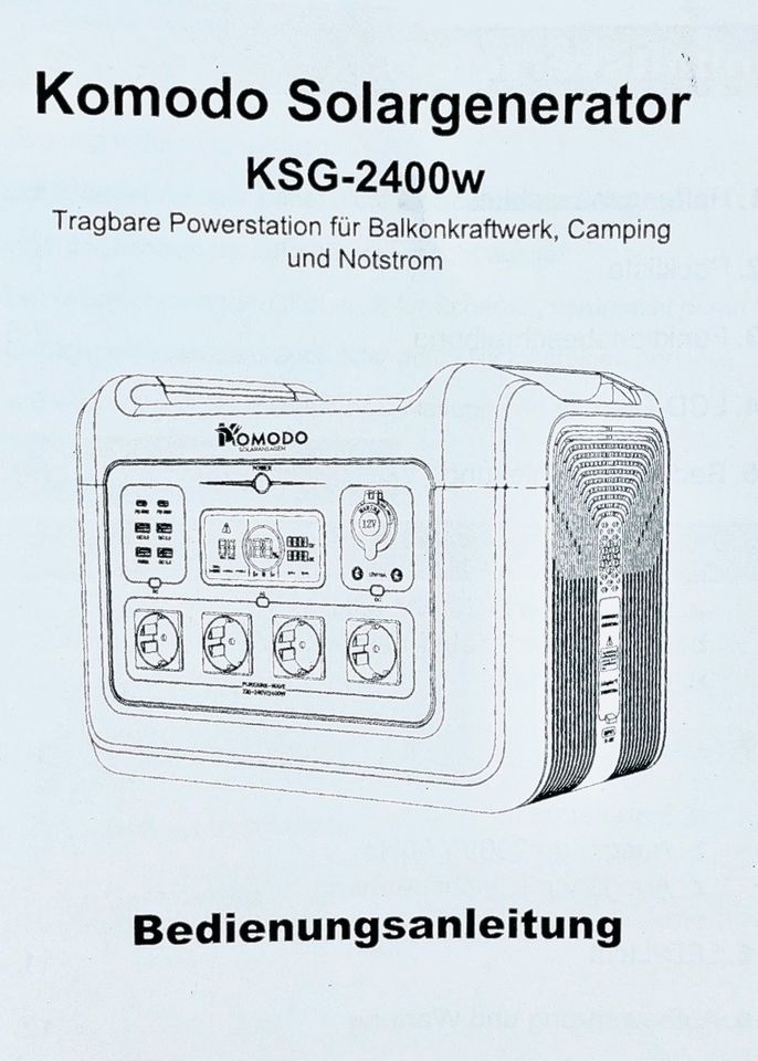 Komodo POWERSTATION 2400 Watt 2kWh Inselanlage - ähnlich EcoFlow Delta Balkonkraftwerk Notstromaggregat Generator Solarstrom Solaranlage in Kamp-Lintfort