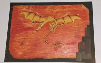 Ölbild Drachen auf Leinwand 50x70cm orange /gelb. Niedersachsen - Brackel Vorschau