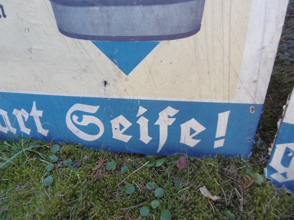 altes Pappschild Schild Reklameschild Henko - kein Emailschild - in Roßwein