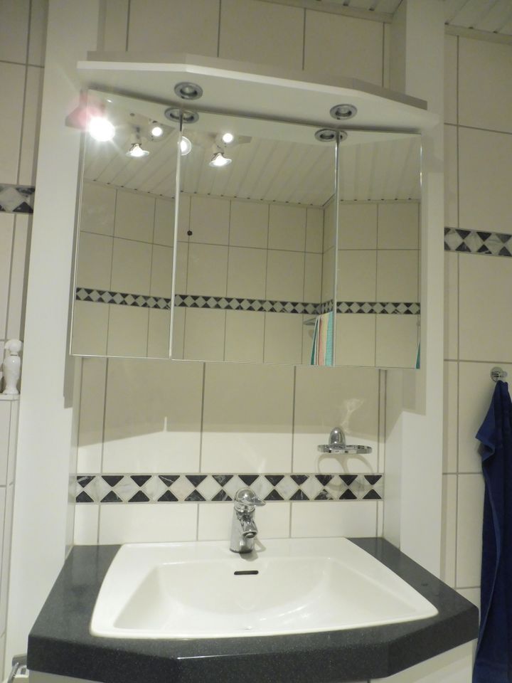 Badezimmer Möbel Spiegelschrank u. Unterschrank incl. Waschbecken in Oberaurach