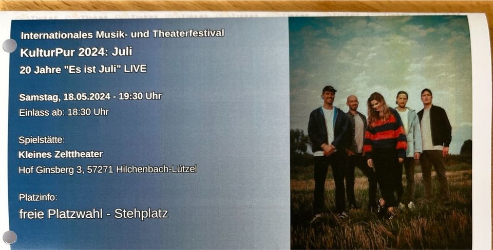KulturPur 2024- Juli-Konzert 18.05., Übergabe am Giller in Siegen