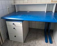 Schreibtisch mit Aufbau blau/weiß 120*90cm mit Rollcontainer Thüringen - Erfurt Vorschau