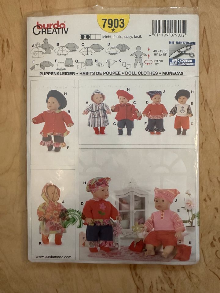 Schnittmuster Burda Creativ Puppenkleider #7903 10 verschiedene in Raesfeld