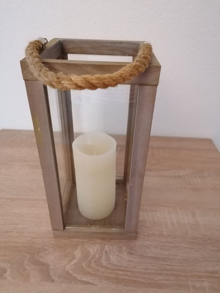 Holz Laterne mit Echtglasscheiben 30 cm hoch + Kerze elektr. ♥♥ in Bonn