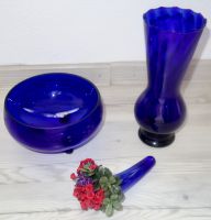 3-tlg. Schale 3 Füße und Vasen Glas Kobaltblau Baden-Württemberg - Bietigheim-Bissingen Vorschau