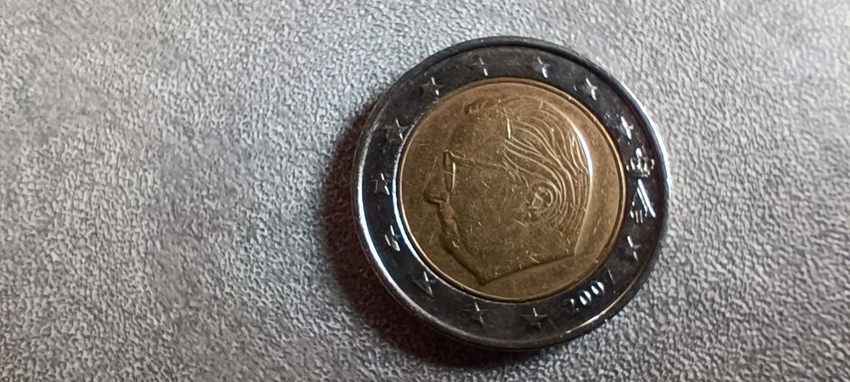 2 Euro € Münze Belgien, König Albert, 2007, Fehlprägung in Mettingen