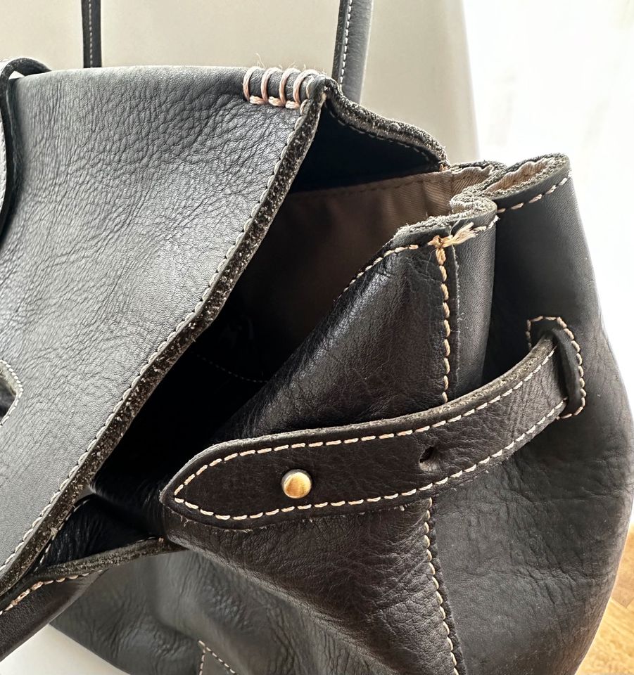 Marc O‘Polo Leder Handtasche schwarz Shopper in Heiligenhaus