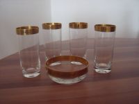 Antikes 5tlg. Glas Set mit 1,5cm Gold Borte Sachsen - Gelenau Vorschau