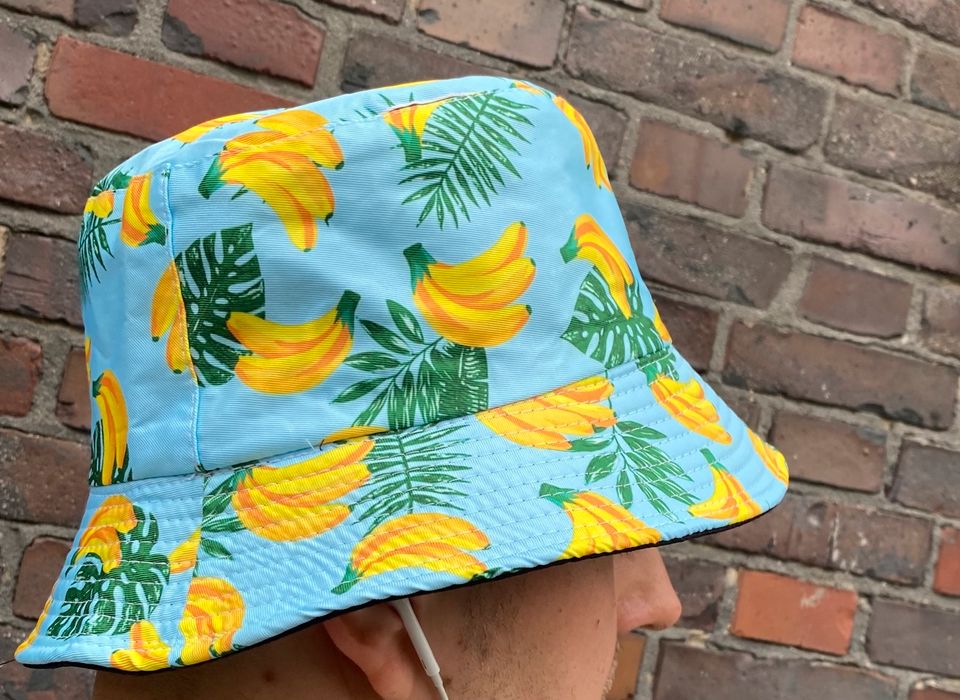 Blue banana bucket hat in Berlin