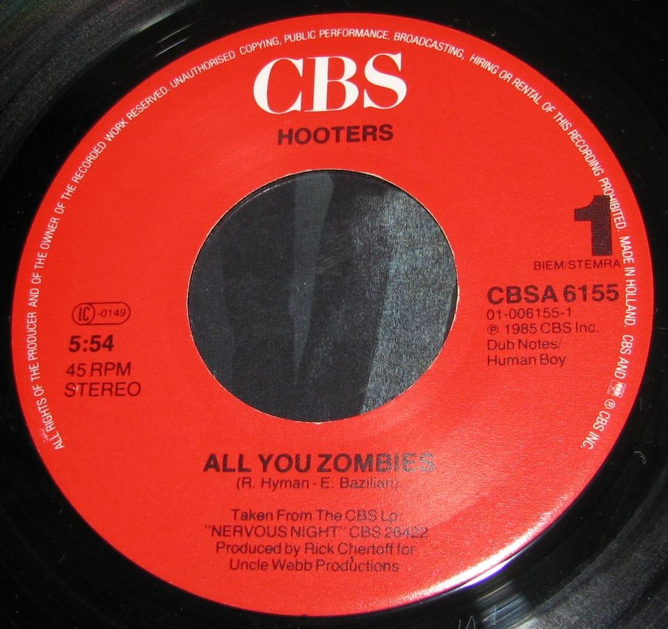 Schallplatte Single 7" - Hooters - All You Zombies - in Kamen