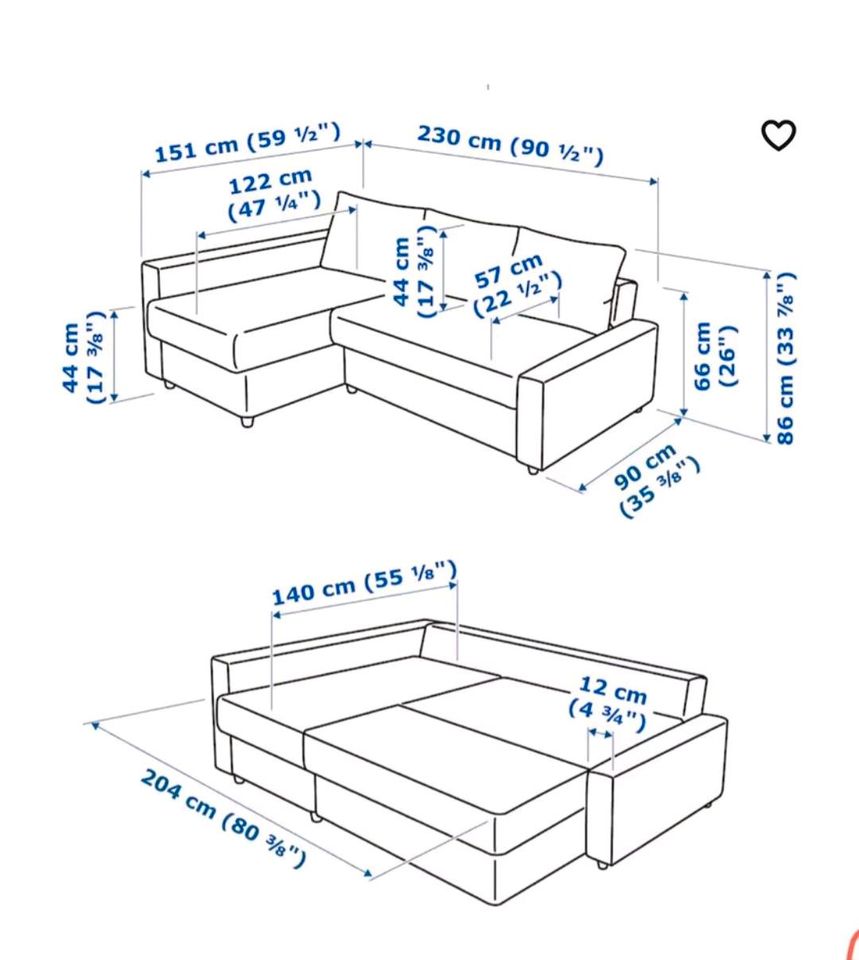 Ecksofa mit Schlaffunktion und Bettkasten Ikea Friheten in Norderstedt