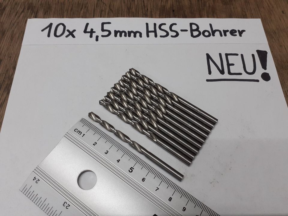 10 Stück 4,5 mm HSS-Stahlbohrer, Spiralbohrer, Bohrer, NEU in Krumbach Schwaben