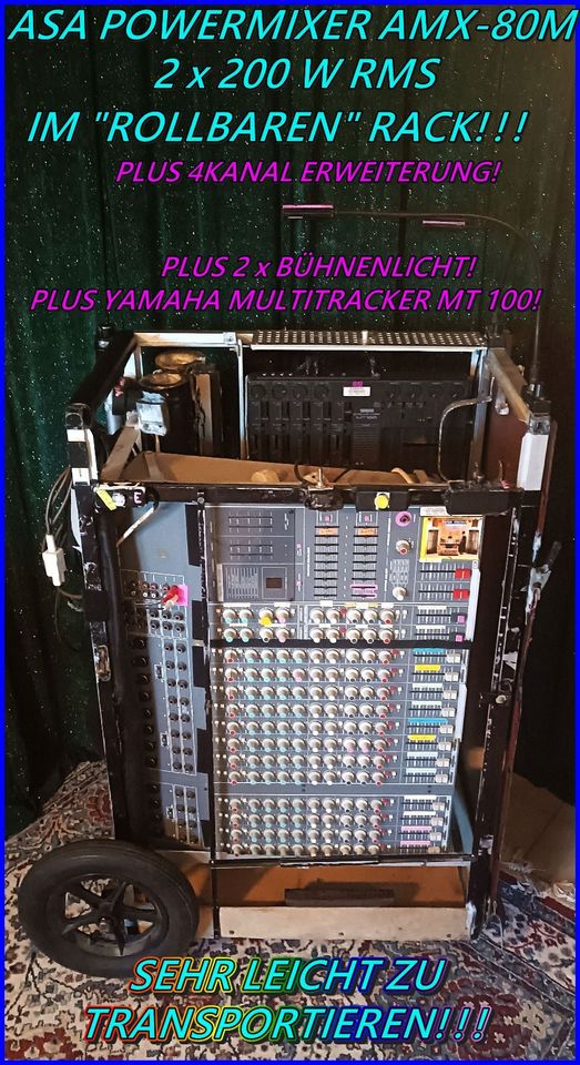 ASA POWERED MIXER AMX-80M / ROLLBARES RACK + 4KANAL ERWEITERUNG! in Dörentrup