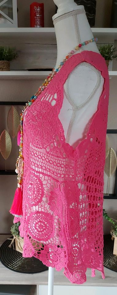 HÄKEL Tunika Weste ** 36 38 40 42 ** Pink Ibiza Boho Style in Waldbröl