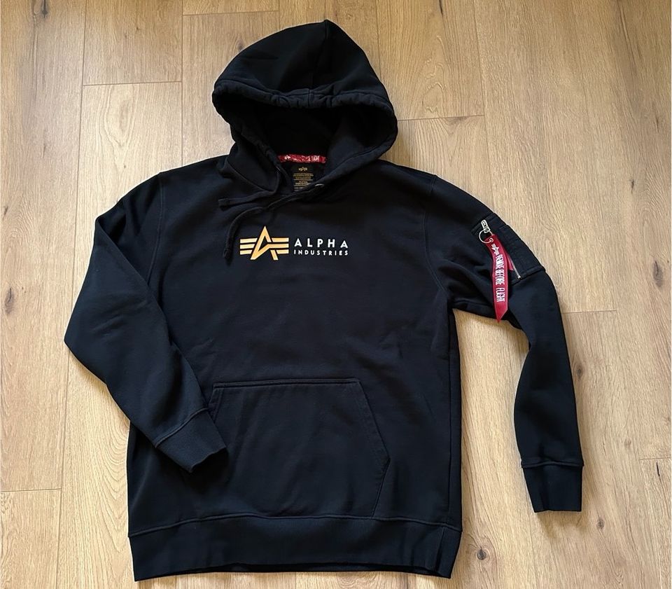 =A= Alpha Industries Hoodie Sweatshirt XXL schwarz Logo Print in Oberhausen