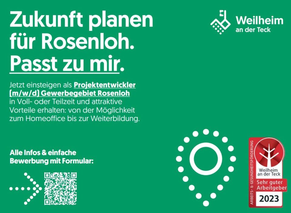 Projektentwickler (m/w/d) Gewerbegebiet Rosenloh in Weilheim an der Teck