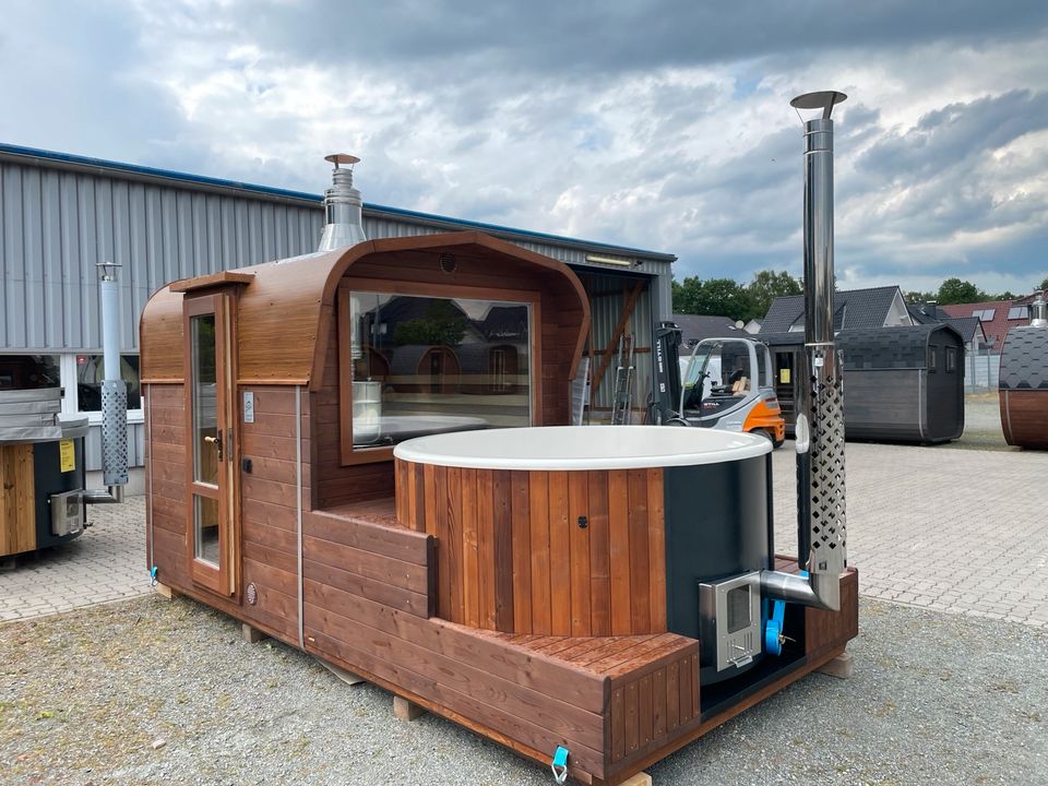 Gartensauna Badefass Thermoholz LUX Wellness Kombi Fasssauna in Stuhr