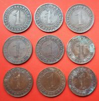 9 Alte Münzen aus Weimarer Republik 9x 1 Pfennig 1924-1936 Berlin - Hellersdorf Vorschau