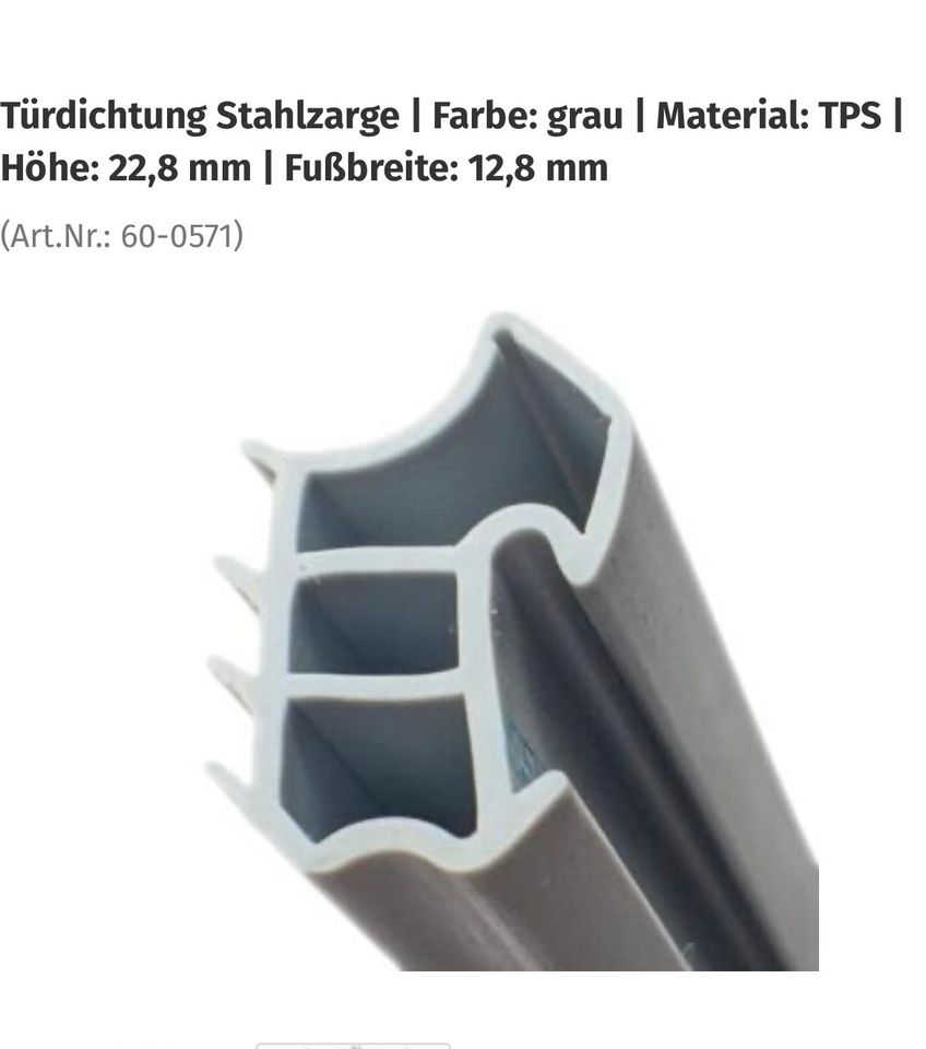 Dichtung Türdichtung TPE f. Stahltür Stahlzarge 5m grau neu in Bad Laasphe